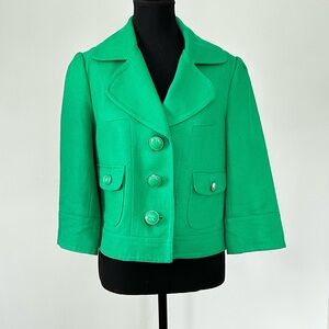 Fab NYGÅRD Collection Emerald Green Cropped Blazer Jacket Size 8